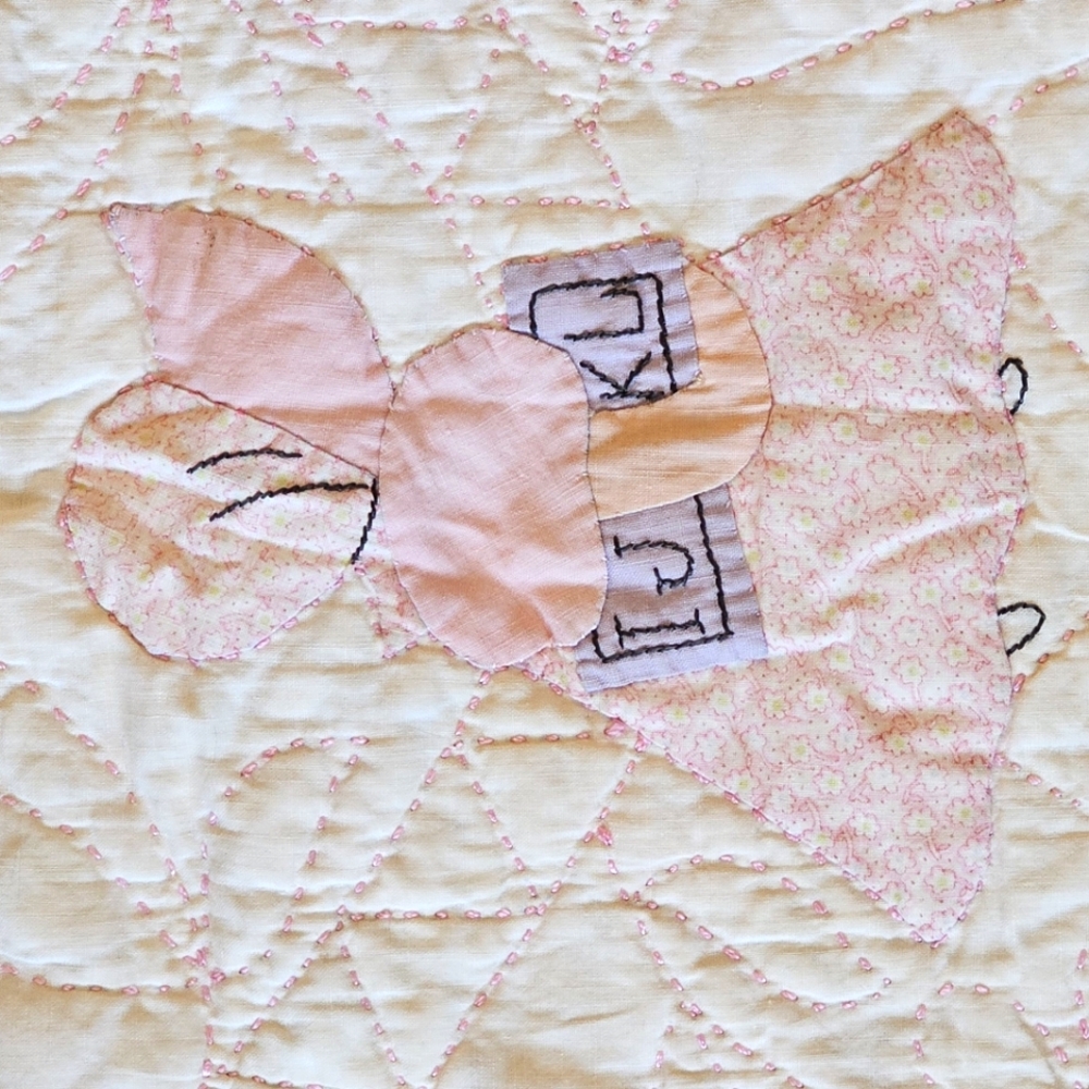 Vintage Baby Blanket Quilt Handmade 1930s